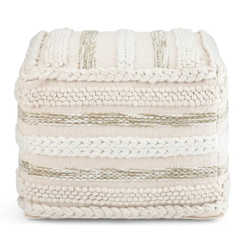 Pouf carré à motif tissé artisanal