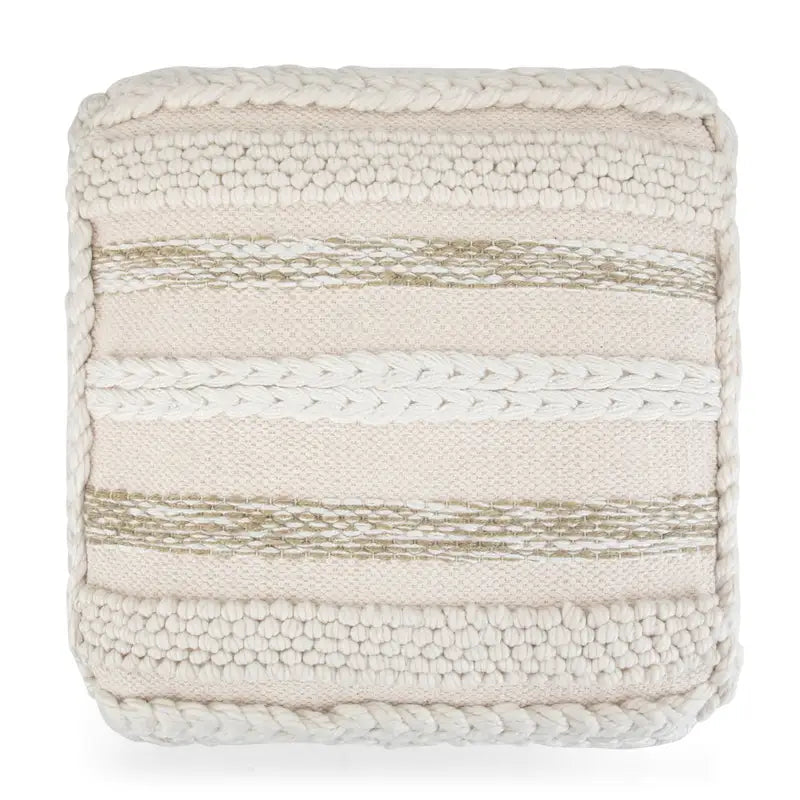 Pouf carré à motif tissé artisanal