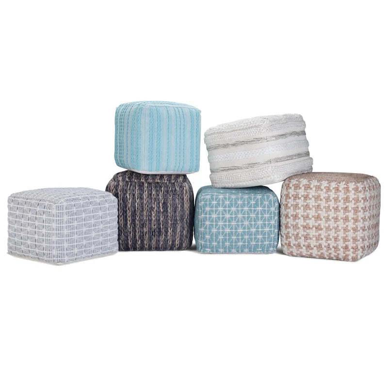 Pouf carré à motif tissé artisanal