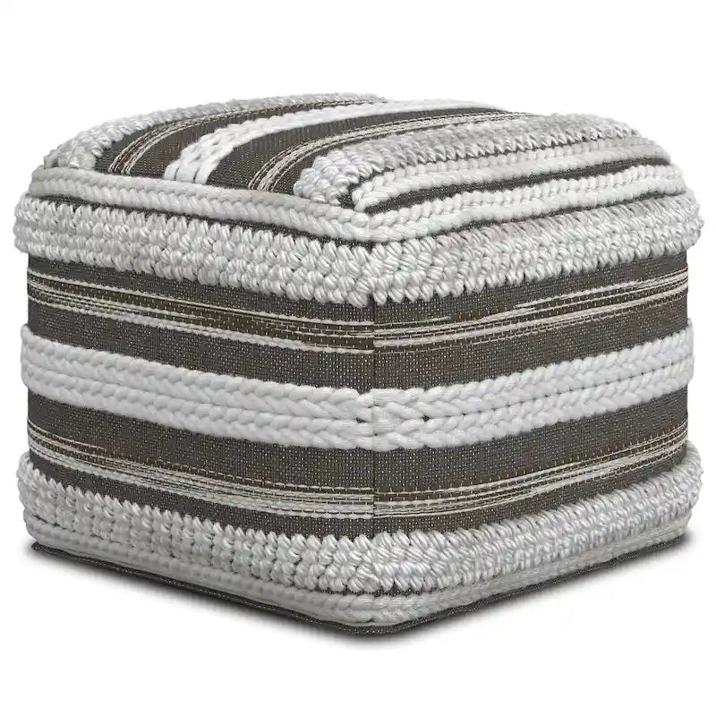 Pouf carré à motif tissé artisanal