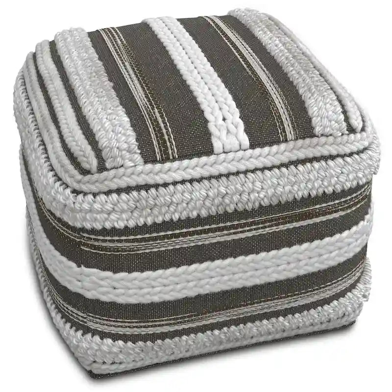 Pouf carré à motif tissé artisanal