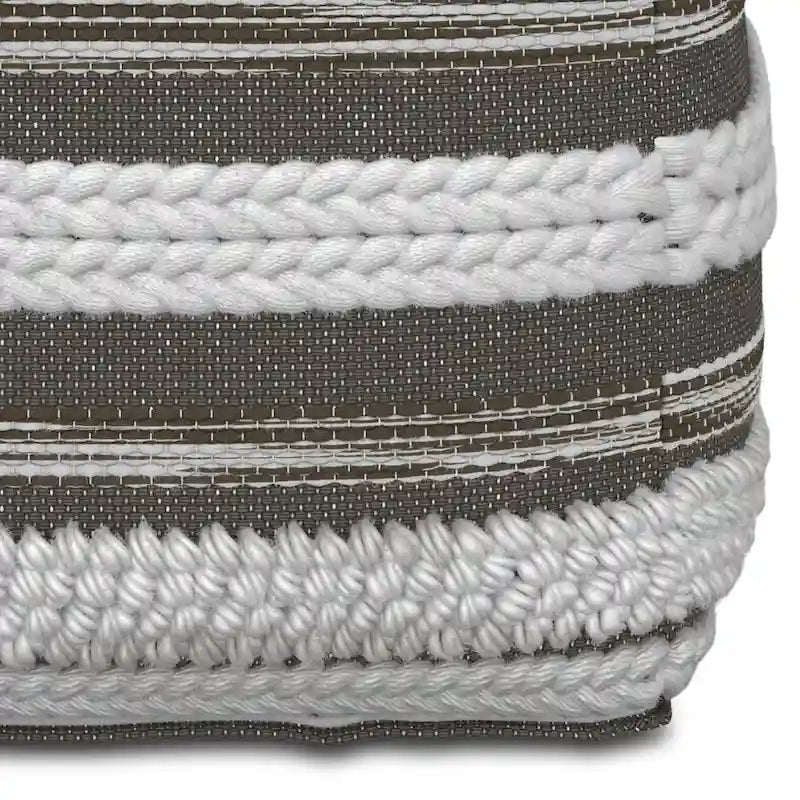 Pouf carré à motif tissé artisanal