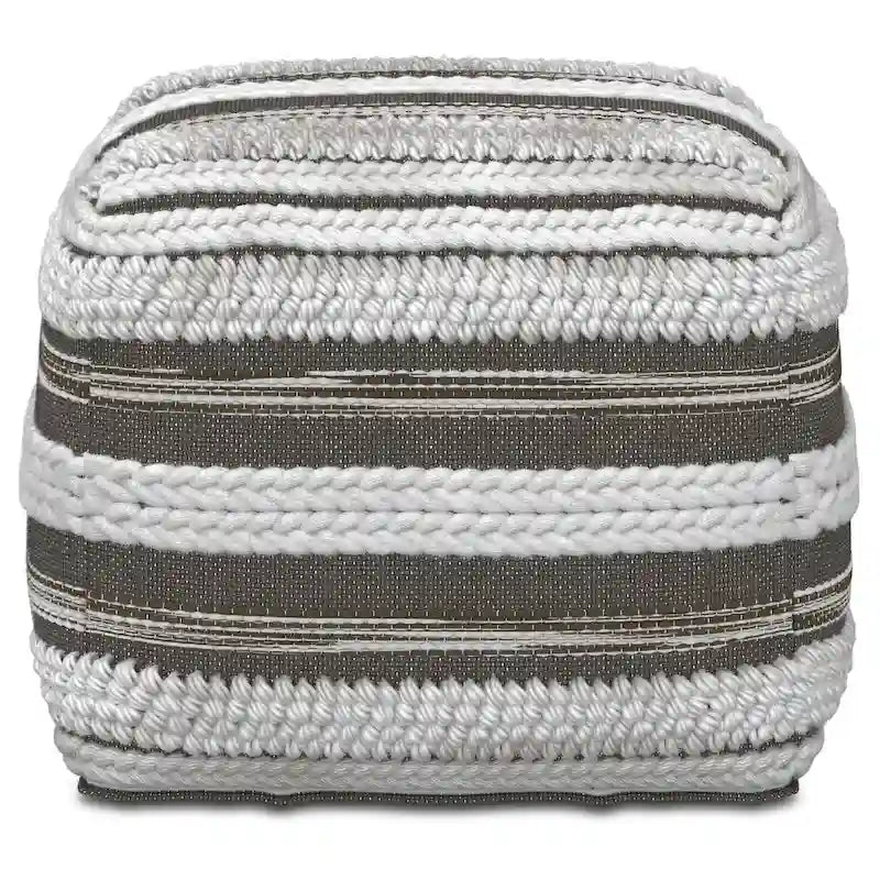 Pouf carré à motif tissé artisanal