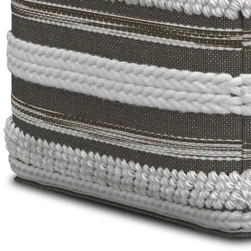 Pouf carré à motif tissé artisanal