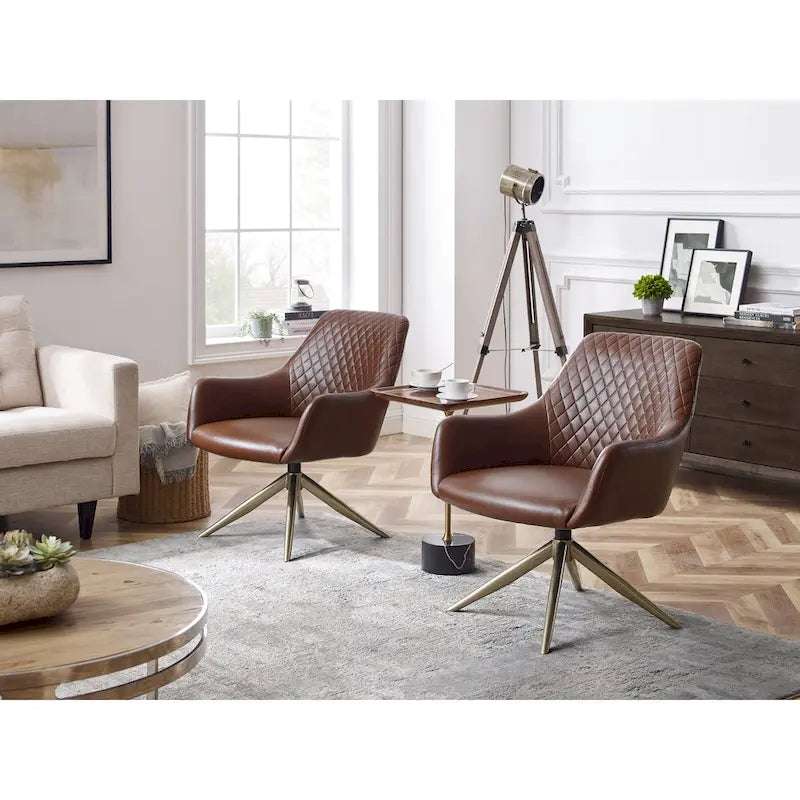 Fauteuil d'appoint pivotant en similicuir