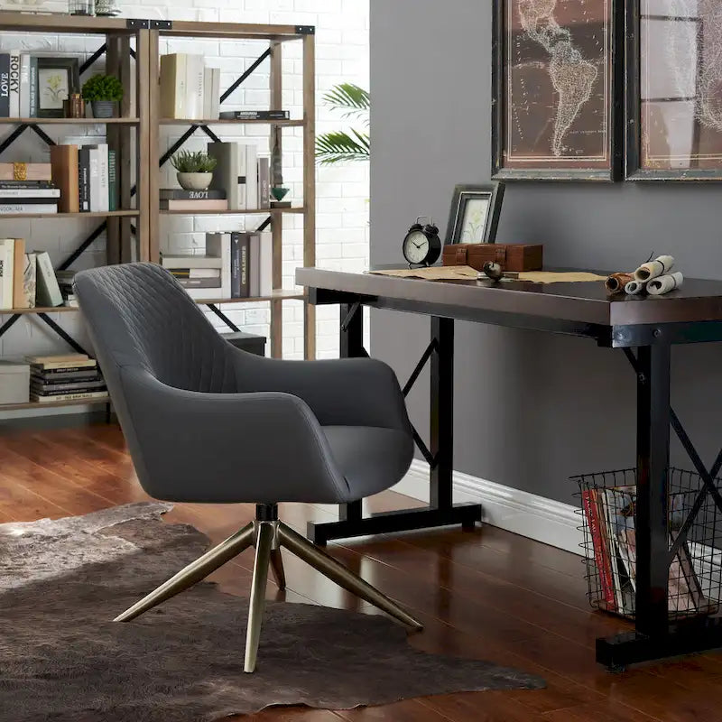 Fauteuil d'appoint pivotant en similicuir