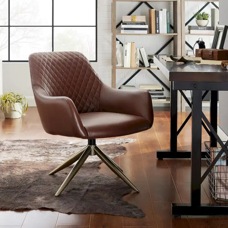 Fauteuil d'appoint pivotant en similicuir