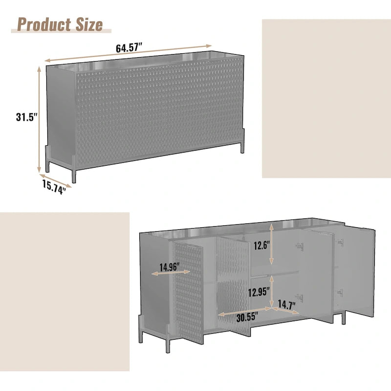 Buffets d'appoint de rangement 4 portes