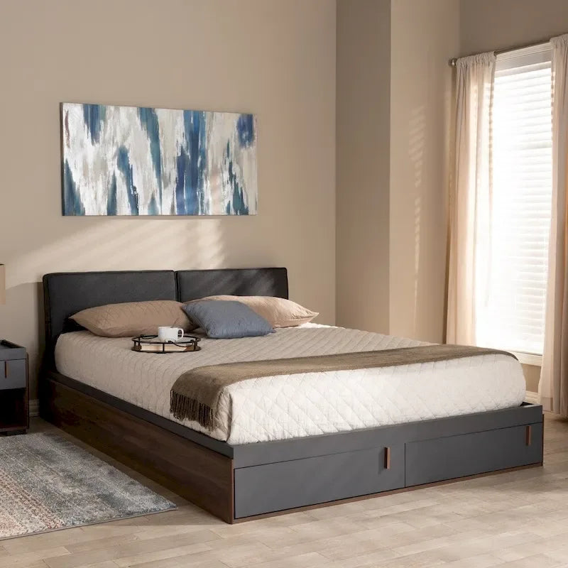 Lit plateforme de rangement taille contemporaine