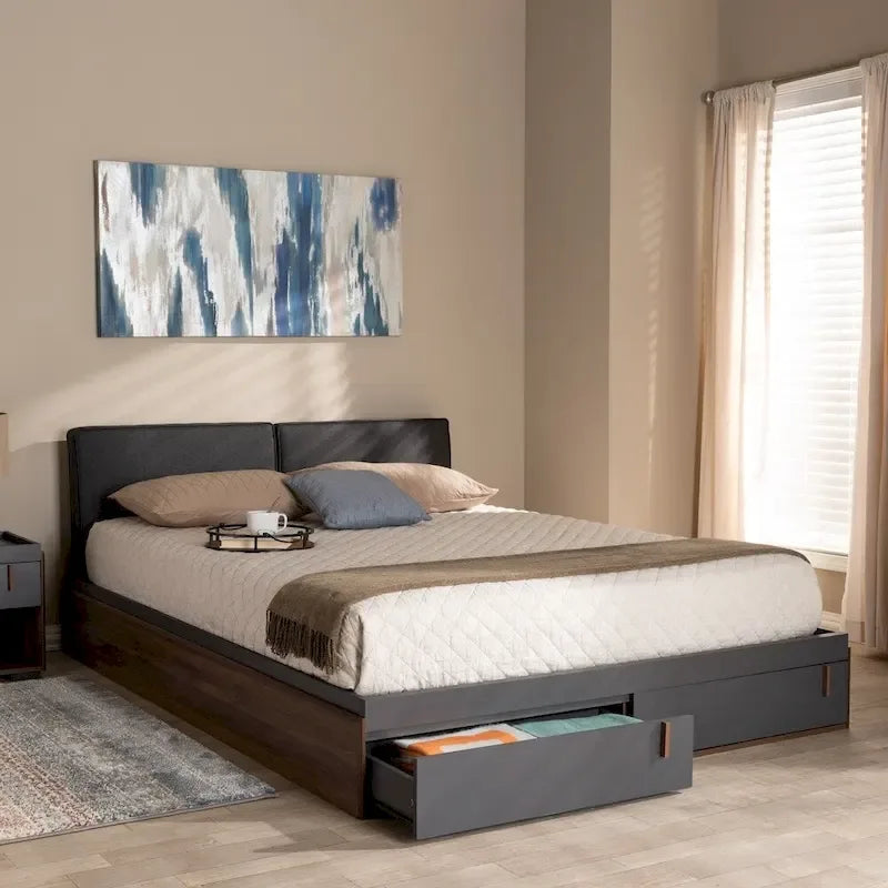 Lit plateforme de rangement taille contemporaine