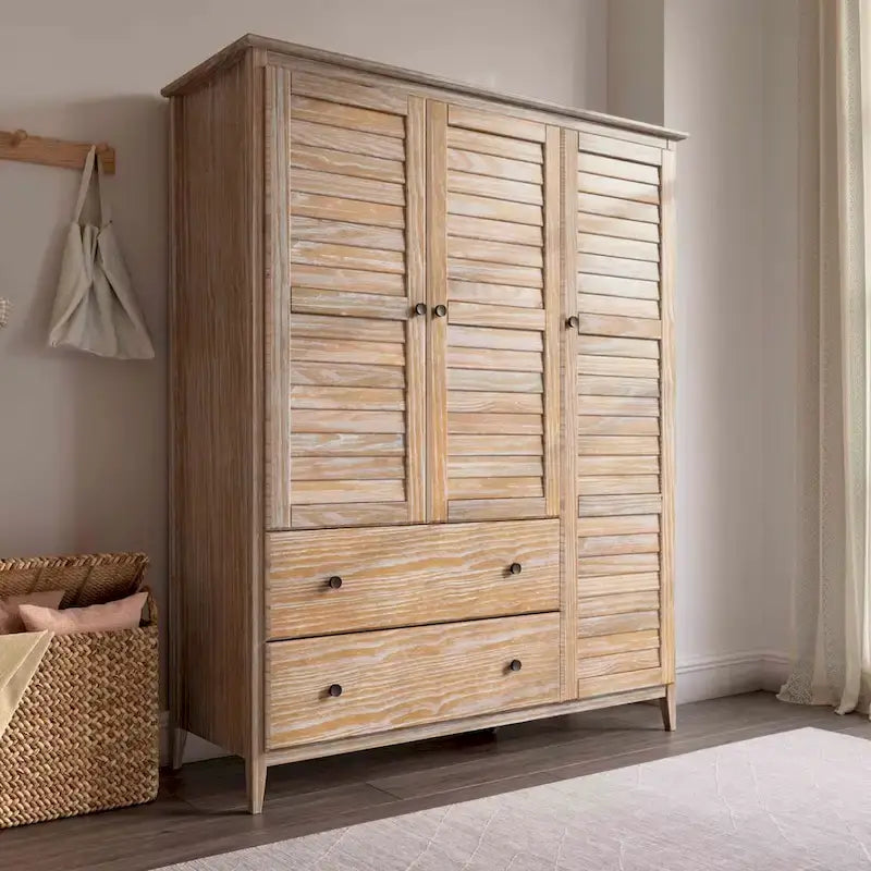 Meuble en bois Armoire 3 portes en bois massif
