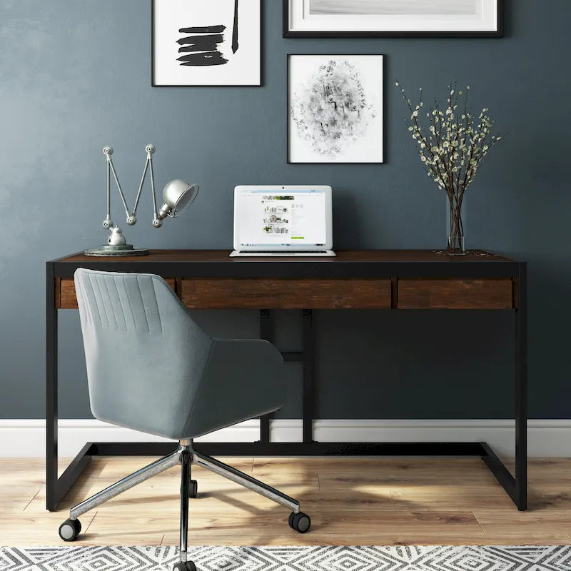 Bureau industriel en bois d'acacia massif