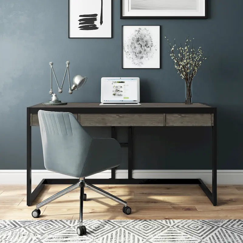 Bureau industriel en bois d'acacia massif