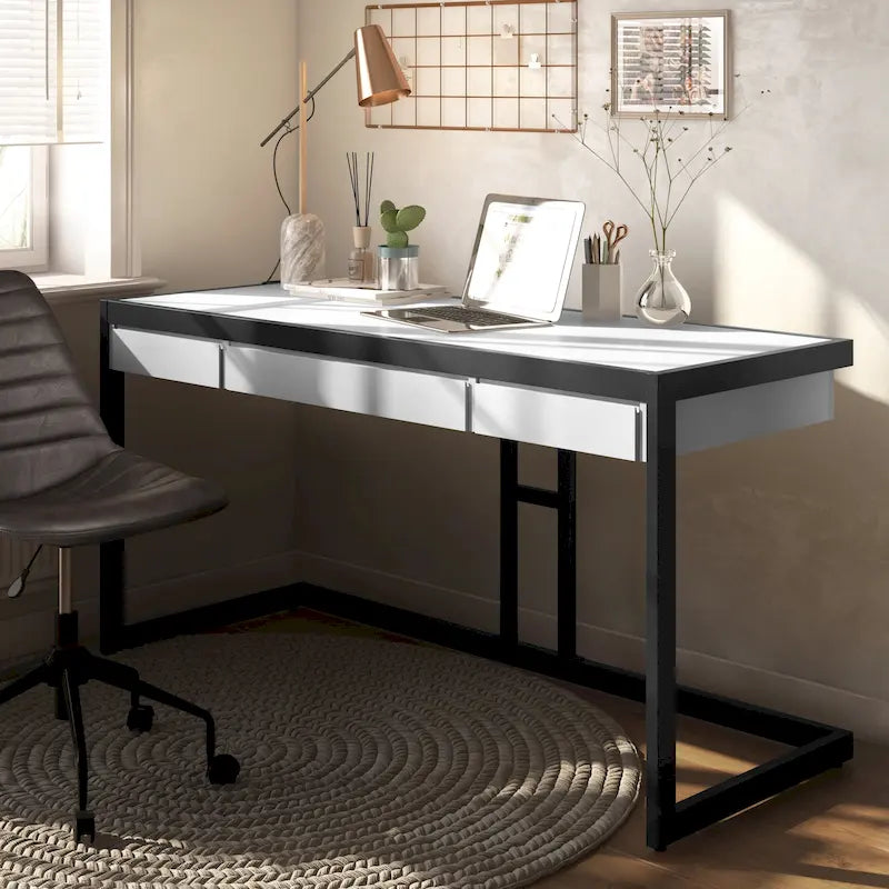 Bureau industriel en bois d'acacia massif