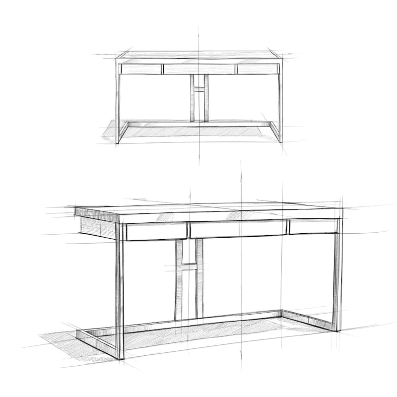 Bureau industriel en bois d'acacia massif