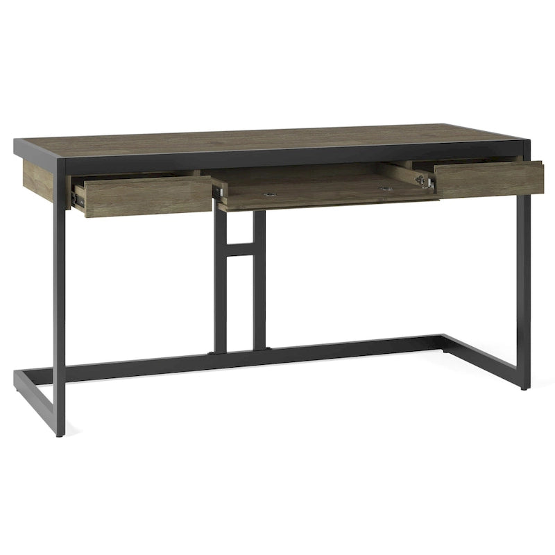 Bureau industriel en bois d'acacia massif