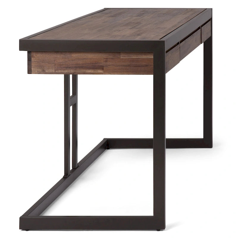 Bureau industriel en bois d'acacia massif