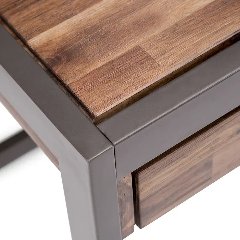 Bureau industriel en bois d'acacia massif