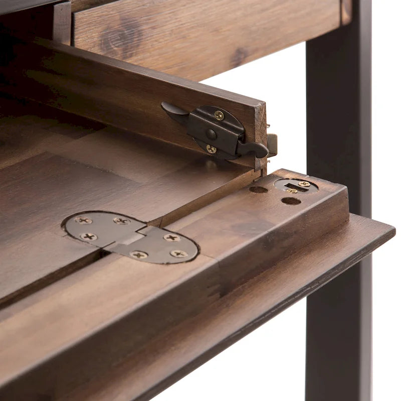 Bureau industriel en bois d'acacia massif
