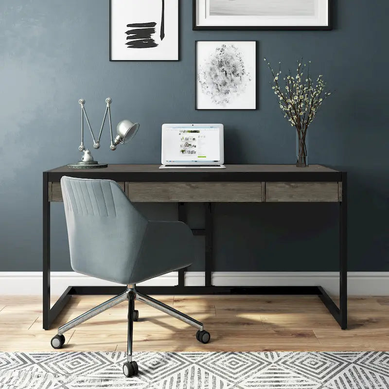 Bureau industriel en bois d'acacia massif