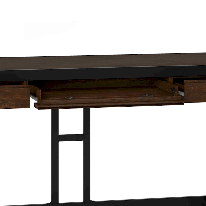 Bureau industriel en bois d'acacia massif