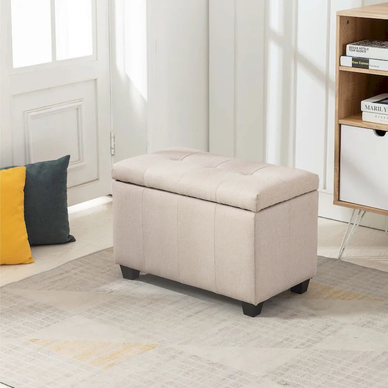 Banc de rangement capitonné avec couvercle à rabat