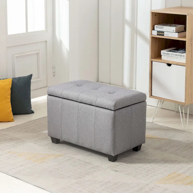 Banc de rangement capitonné avec couvercle à rabat