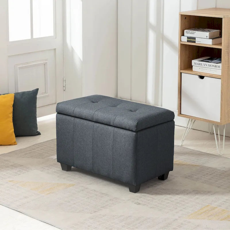 Banc de rangement capitonné avec couvercle à rabat