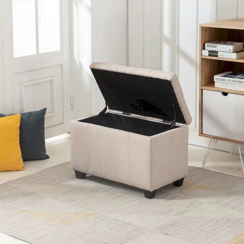 Banc de rangement capitonné avec couvercle à rabat