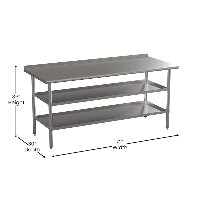 Table de travail de cuisine en acier inoxydable