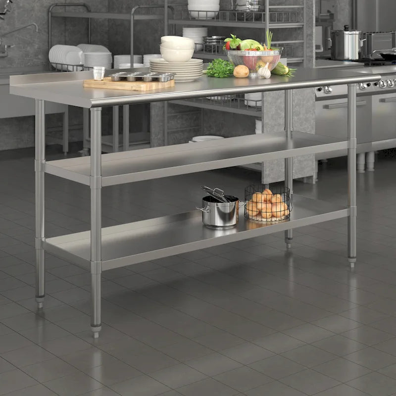Table de travail de cuisine en acier inoxydable