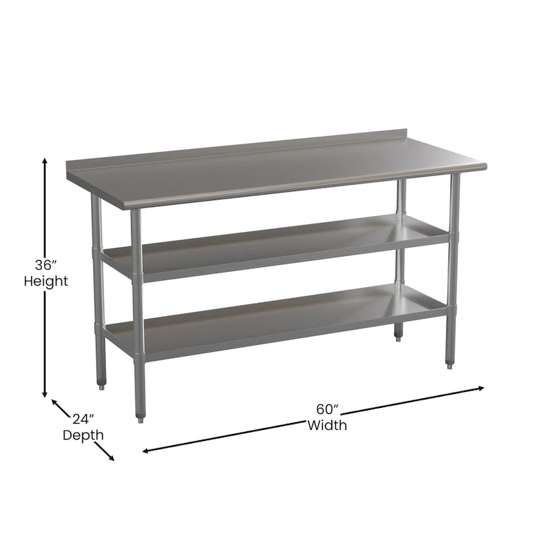 Table de travail de cuisine en acier inoxydable