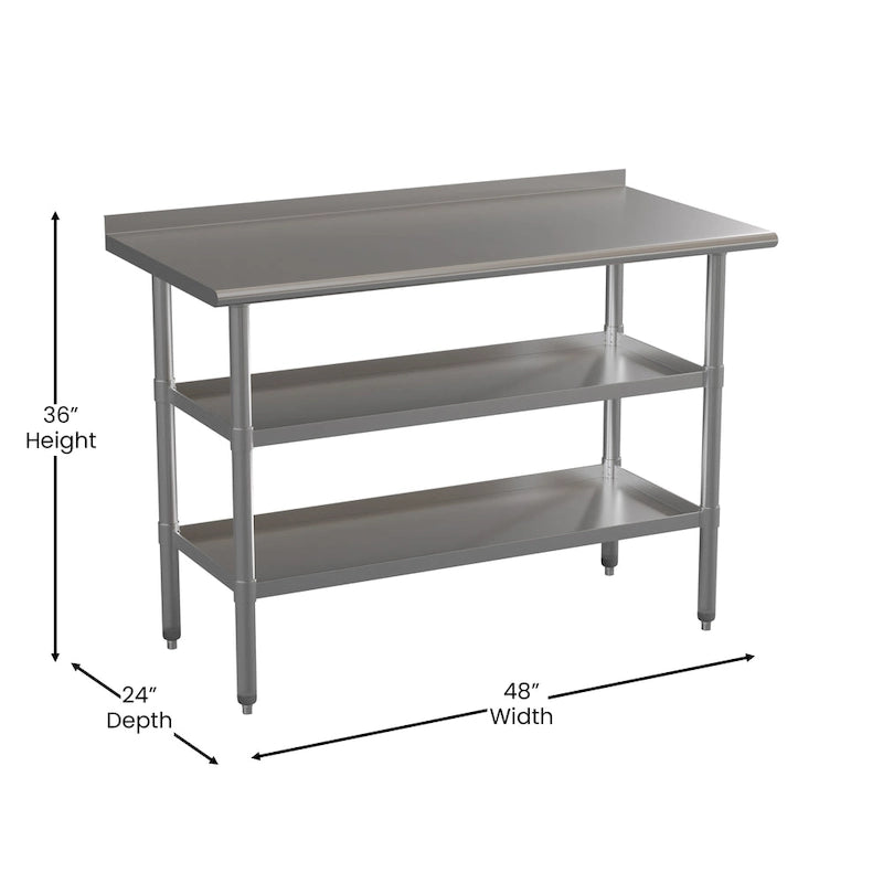 Table de travail de cuisine en acier inoxydable