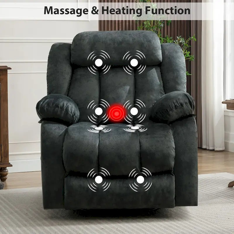 Fauteuil inclinable et pivotant à 360° avec massage manuel, chaleur et vibrations