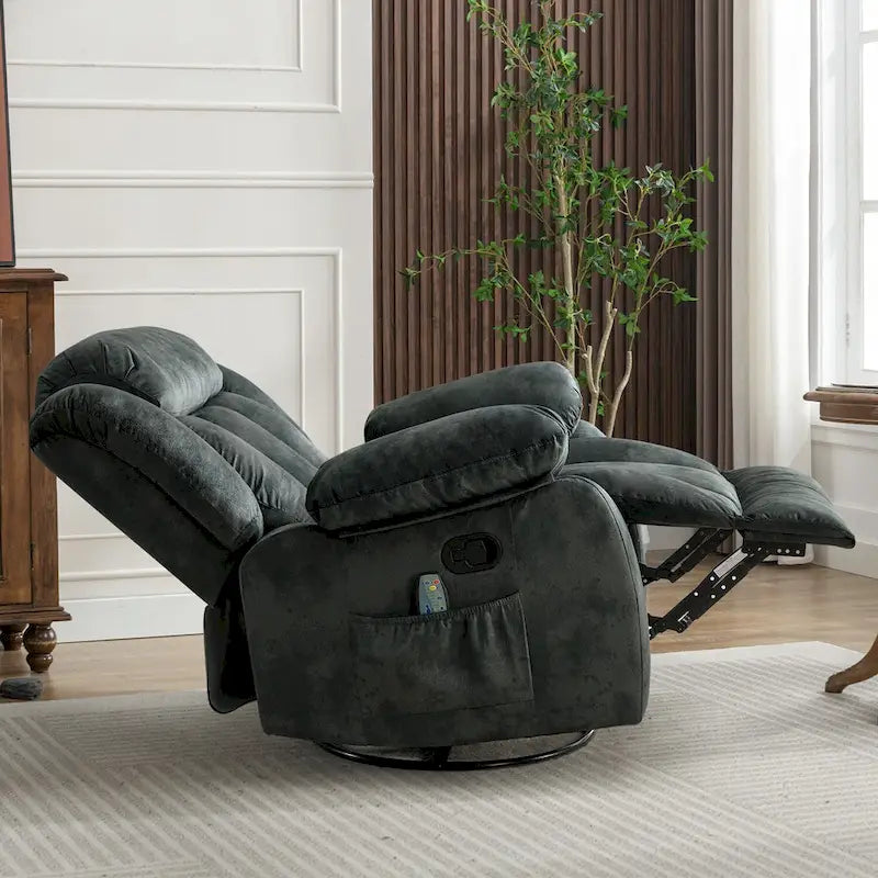 Fauteuil inclinable et pivotant à 360° avec massage manuel, chaleur et vibrations