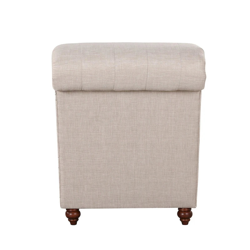 Chaise longue moderne en velours sans accoudoirs avec 1 coussin cylindrique