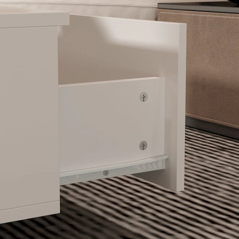 Table basse blanche contemporaine, contour LED coloré – 55,1 W