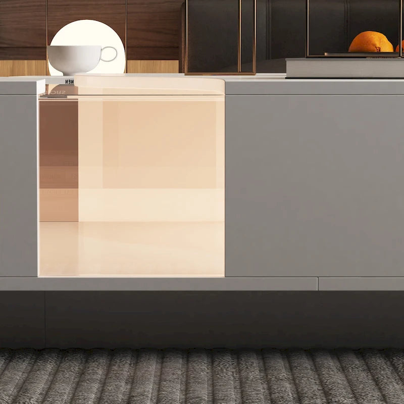 Table basse blanche contemporaine, contour LED coloré – 55,1 W