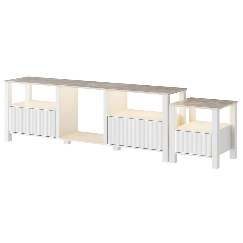 Meuble TV LED pour téléviseur de 75 pouces, meuble console TV moderne avec armoire
