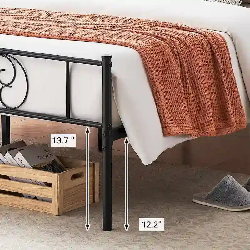 Lit avec rangement, avec tête et pied de lit à motif vintage, supporte jusqu'à 360 kg