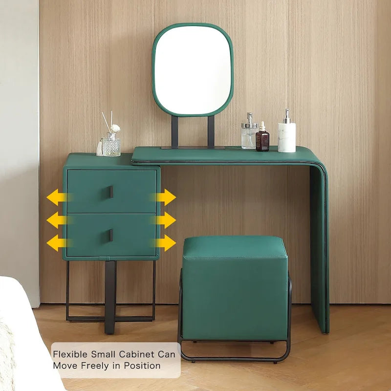 Ensemble de coiffeuse en similicuir avec tabouret Petite coiffeuse avec miroir