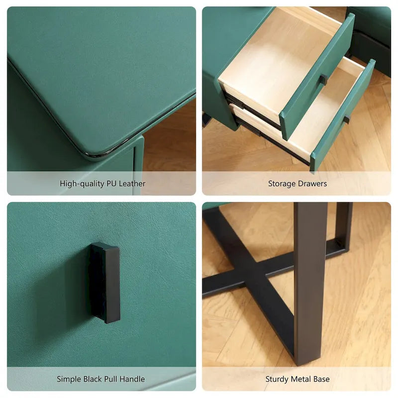 Ensemble de coiffeuse en similicuir avec tabouret Petite coiffeuse avec miroir