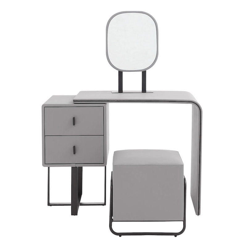 Ensemble de coiffeuse en similicuir avec tabouret Petite coiffeuse avec miroir