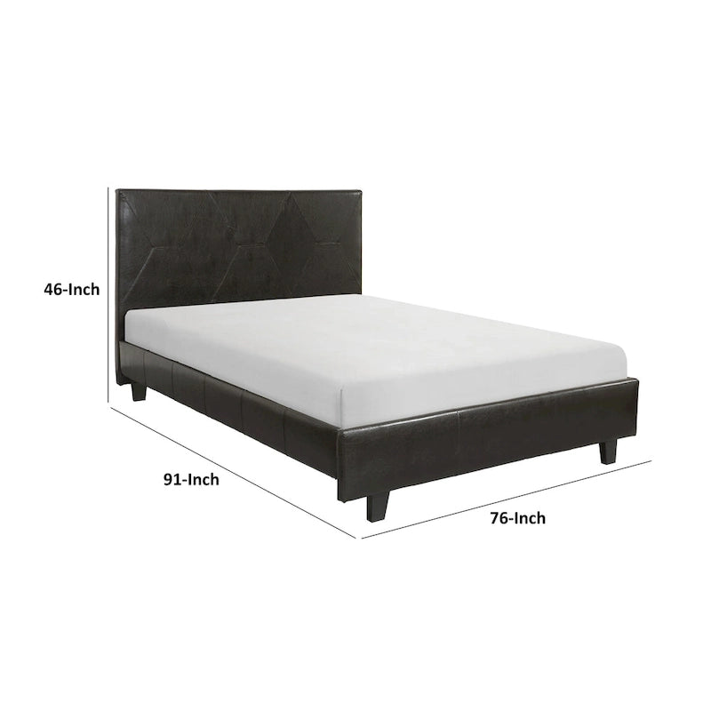 Lit plateforme King Size, similicuir marron, bois massif