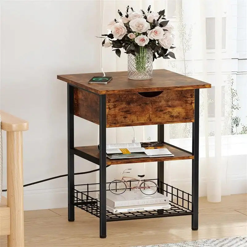 Table de chevet avec station de recharge