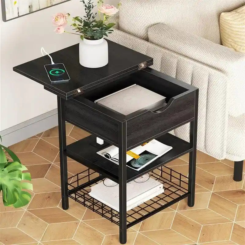 Table de chevet avec station de recharge