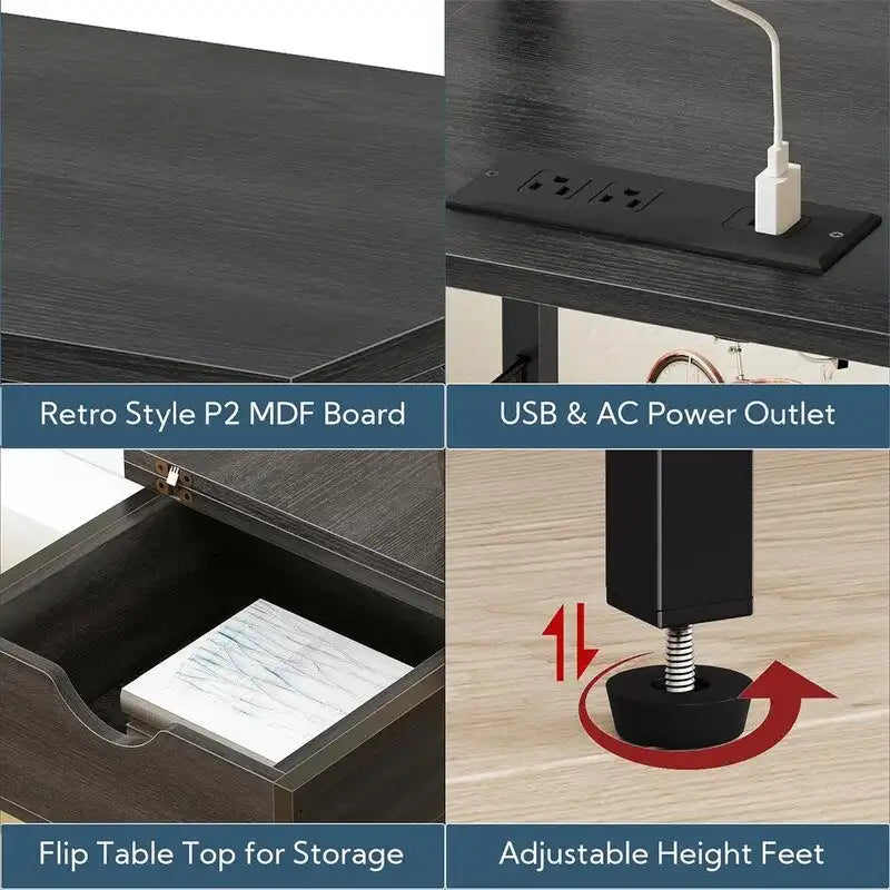 Table de chevet avec station de recharge