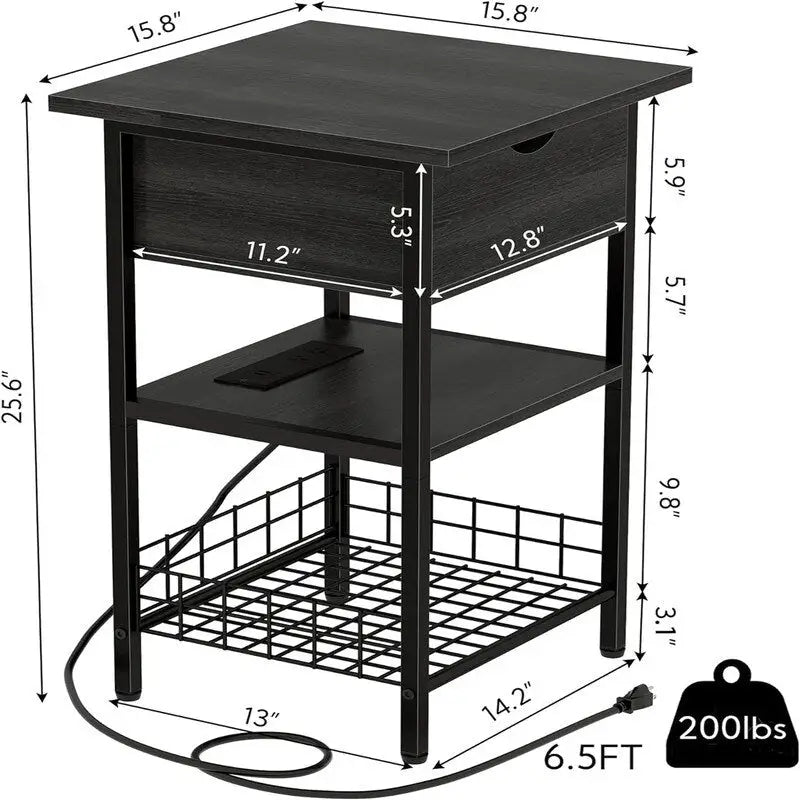 Table de chevet avec station de recharge