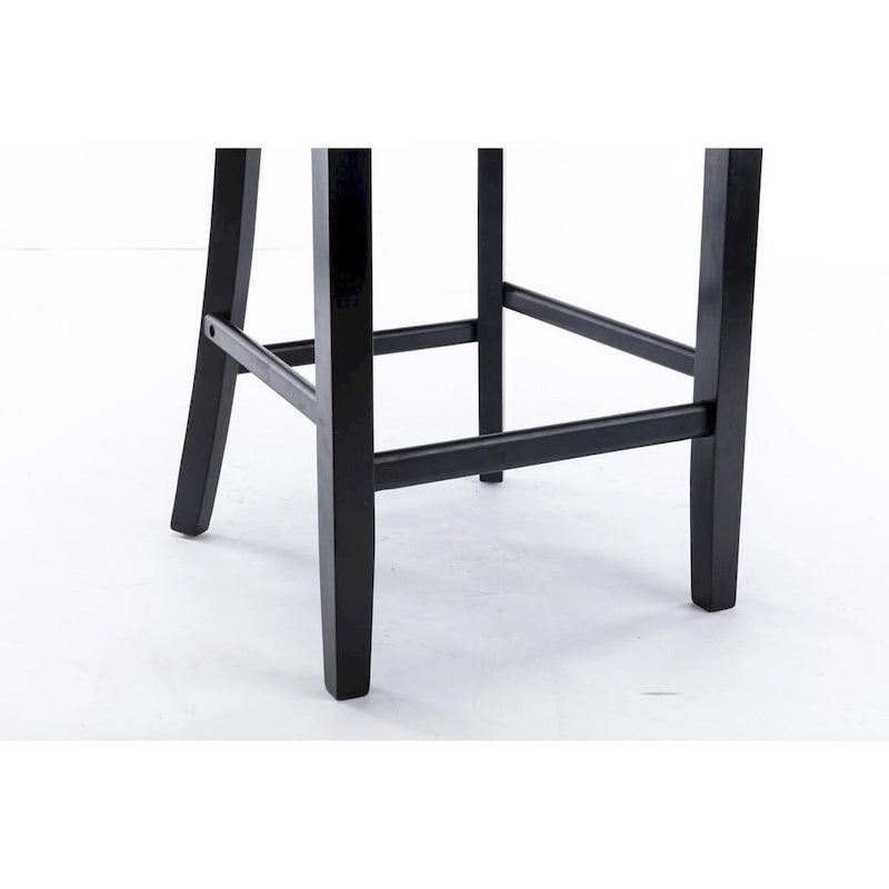Tabourets de bar en velours capitonnés avec pieds en bois et garniture de clous décoratifs chromés, chaises de bar style décontracté