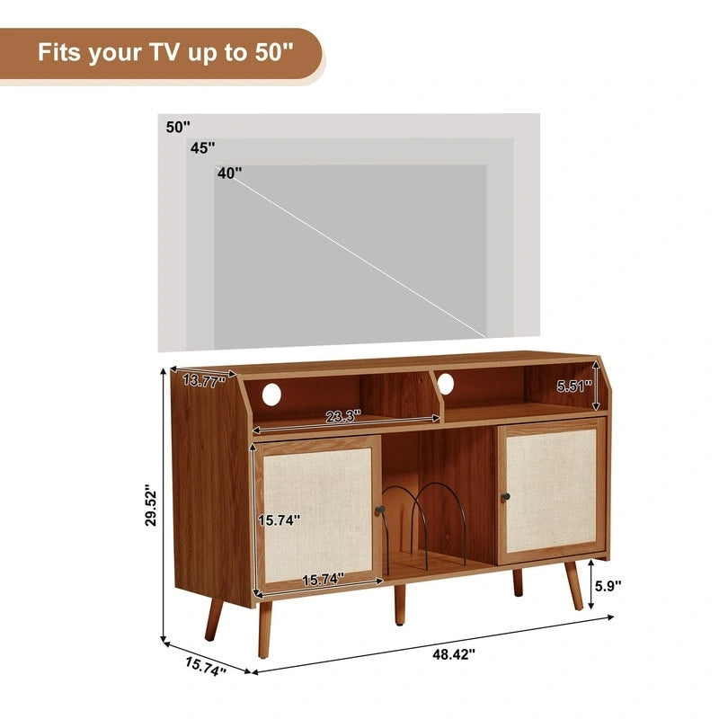 Grand Meuble pour Platine Vinyle - 48,42P x 15,74L x 29,52H